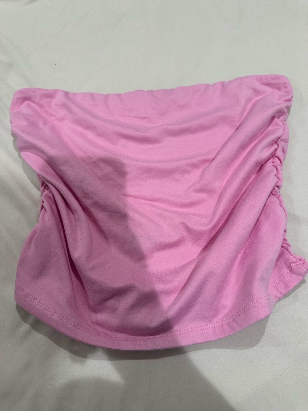 Pink Women’s Strapless Ruched Crop Top